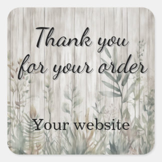 Botanical Foliage Farmhouse Barn Wood look スクエアシール