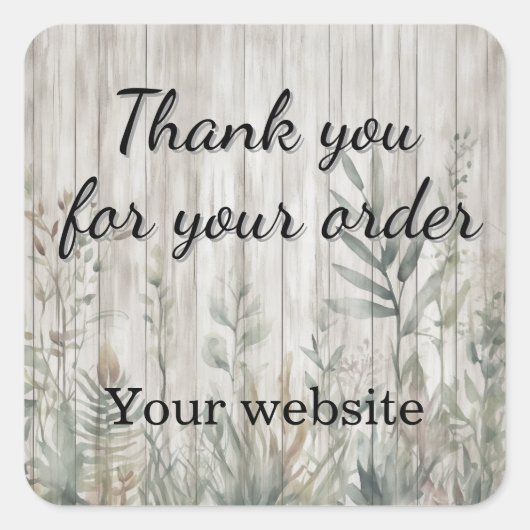 Botanical Foliage Farmhouse Barn Wood look スクエアシール (正面)