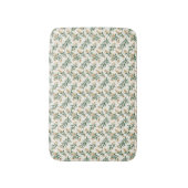 Botanical Foliage Green Golden Leaf Pattern バスマット (正面縦)