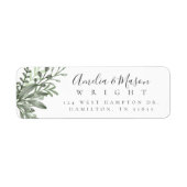 Botanical Foliage Wedding  Return Address ラベル (正面)