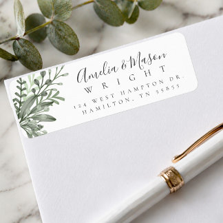 Botanical Foliage Wedding  Return Address ラベル