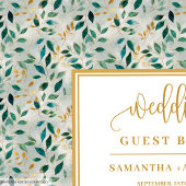Botanical Forest Green And Gold Wedding Guest Book ゲストブック