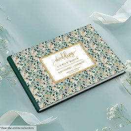 Botanical Forest Green And Gold Wedding Guest Book ゲストブック