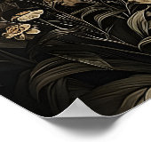 Botanical Fox Print, Antique Dark Academia Gothic ポスター (角)