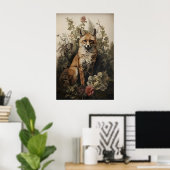 Botanical Fox Print, Dark Academia Forest (Digital ポスター (ホームオフィス)