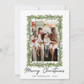 Botanical Frame Christmas | Elegant Family 1 Photo シーズンカード (正面)