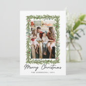 Botanical Frame Christmas | Elegant Family 1 Photo シーズンカード (スタンド正面)