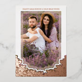 Botanical Frame Photo Wedding Flower & Branches 箔招待状 (正面)