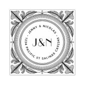 Botanical Frame Wooden Return Address Stamp ラバースタンプ (インプリント)