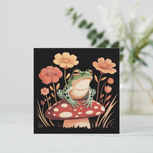 Botanical Frog Lovers Gifts Floral Flower Nature 招待状 (スタンド正面)