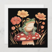 Botanical Frog Lovers Gifts Floral Flower Nature 招待状 (正面/裏面)