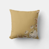 Botanical Front & Pinstripe Back in Neutral Tones  クッション (正面)