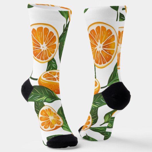 Botanical Fruit Orange Citrus Seamless ソックス (傾斜あり)