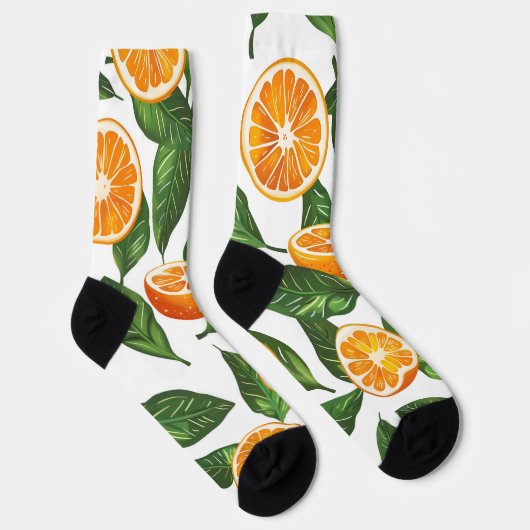 Botanical Fruit Orange Citrus Seamless ソックス (右)