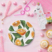 Botanical Fruit Orange Citrus Seamless ペーパープレート (パーティー)