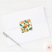 Botanical Fruit Orange Citrus Seamless Pattern スクエアシール (封筒)