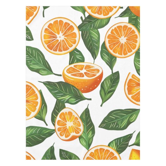 Botanical Fruit Orange Citrus Seamless Pattern テーブルクロス (正面)