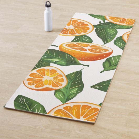 Botanical Fruit Orange Citrus Seamless Pattern ヨガマット (インサイチュ)