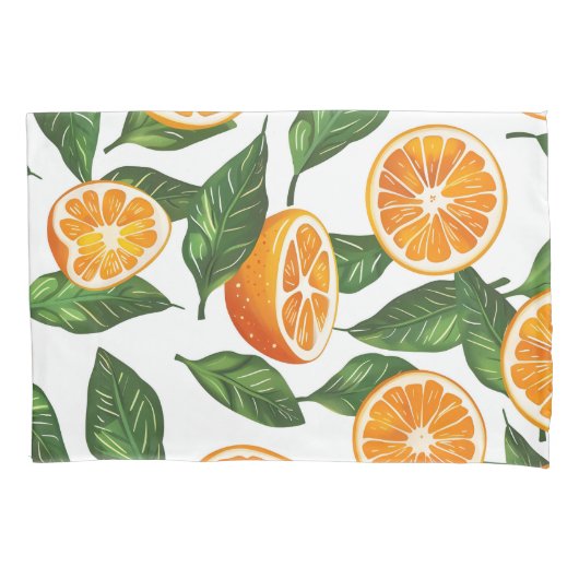 Botanical Fruit Orange Citrus Seamless Pattern 枕カバー (正面)