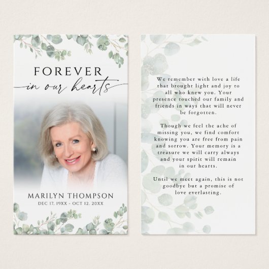 Botanical Funeral Memorial Photo Prayer Card (正面&裏面)