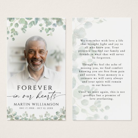 Botanical Funeral Memorial Photo Prayer Card (正面&裏面)