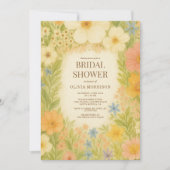 Botanical Garden Floral QR Code Bridal Shower 招待状 (正面)