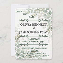 Botanical Garden Romance Save the Date Card セーブザデート