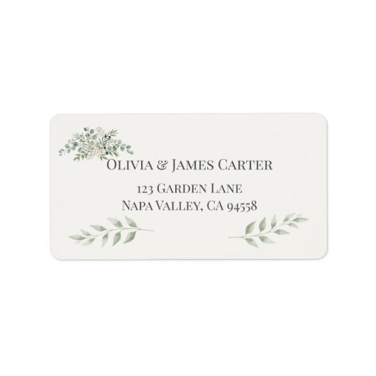 Botanical Garden Romance Wedding Address Labels ラベル (正面)