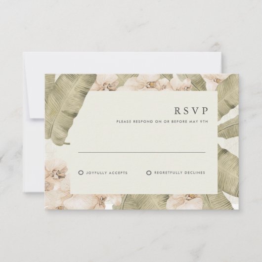 Botanical Garden Tropical Floral Wedding 出欠カード (正面)