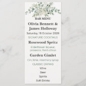 Botanical Garden Wedding Bar Menu メニュー (正面)