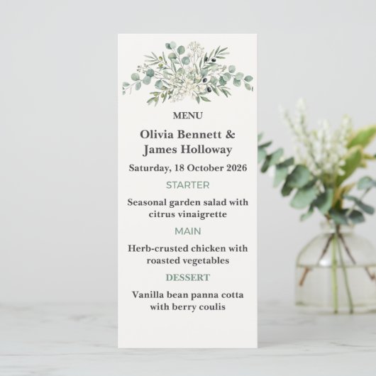 Botanical Garden Wedding Menu Cards メニュー (スタンド正面)