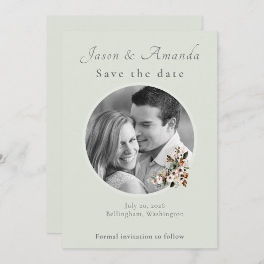 Botanical Garden Wedding Save the Date 招待状 (正面/裏面)