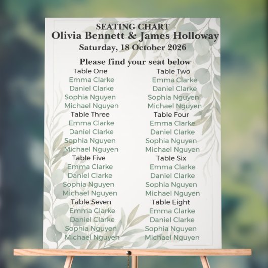 Botanical Garden Wedding Seating Chart アクリルサイン (ニュートラル)