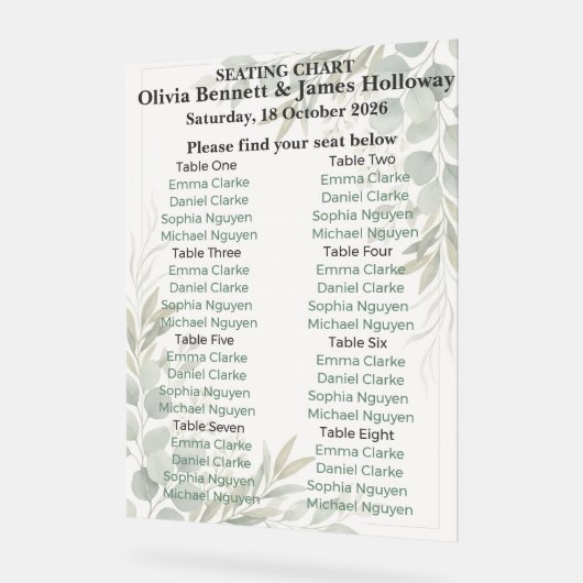 Botanical Garden Wedding Seating Chart アクリルサイン (傾斜)
