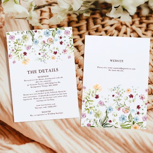 Botanical Garden Wildflower Wedding Details エンクロージャーカード