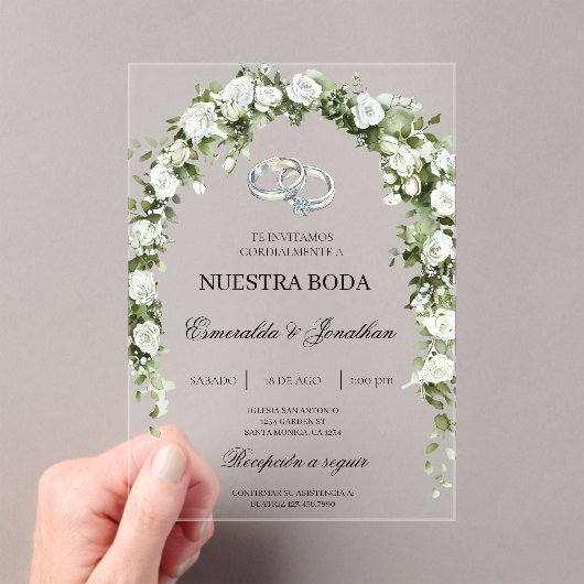 Botanical garden with ring Wedding Invitation アクリル招待状 (インサイチュ (ポータブル))