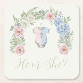 Botanical Gender Reveal スクエアペーパーコースター