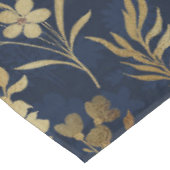 Botanical Gold Flowers Blue Pattern テーブルクロス (アングル)