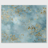 Botanical Gold Leaves Nature Pattern Teal ラッピングペーパー (フラット)