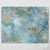 Botanical Gold Leaves Pattern Teal Background (正面)
