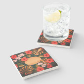 Botanical Gold Monstera Hibiscus Elegant Luxury  ストーンコースター (横)