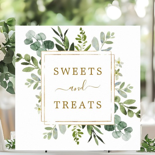 Botanical Gold Sweets & Treats Square Dessert Sign ポスター