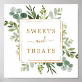 Botanical Gold Sweets & Treats Square Dessert Sign ポスター (正面)