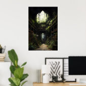 Botanical Gothic Books Library Print, Abandoned ポスター (ホームオフィス)
