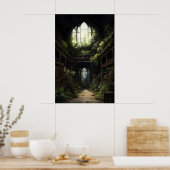 Botanical Gothic Books Library Print, Abandoned ポスター (キッチン)
