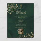 Botanical Green and Gold Wedding QR Details エンクロージャーカード (正面)