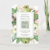 Botanical Green Apple Orchard QR Code Wedding 招待状 (裏面)