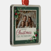 Botanical Green Custom Photo Christmas Ornament メタルオーナメント (右)