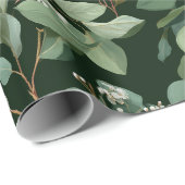 Botanical Green Eucalyptus White Floral Pattern ラッピングペーパー (ロールコーナー)