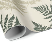 Botanical Green Fern Beige Floral Pattern ラッピングペーパー (ロールコーナー)